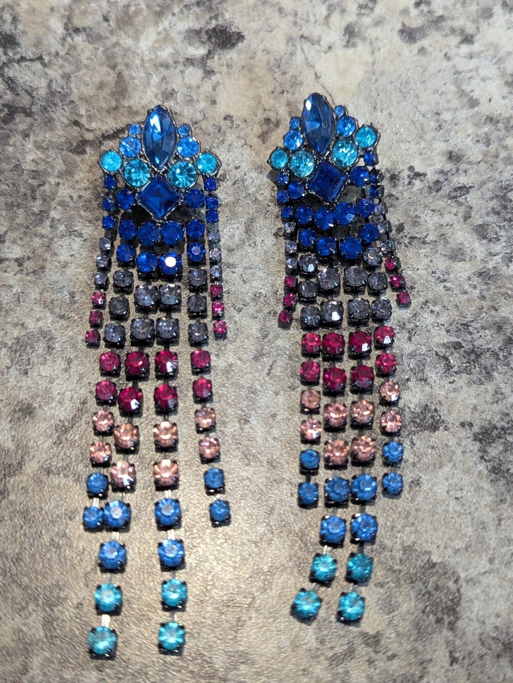 Rebecca Minkoff - Blue Multicolor Crystal Dangle Earrings - Women Jewelry